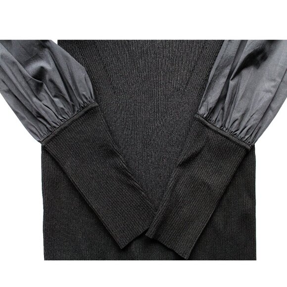 Veronica Beard Wilkin Puff Sleeve Mini Bodycon Dress / Medium / Black Poplin - Picture 7 of 9